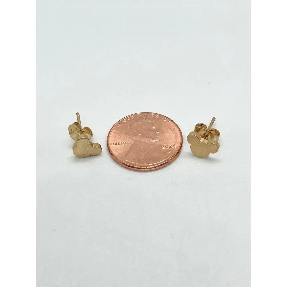 Yellow Gold Stainless Steel Mickey Mouse Silhouette Stud Earrings
